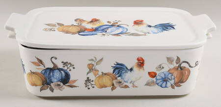 Blue Pumpkin Rooster Rectangular Baker & Lid