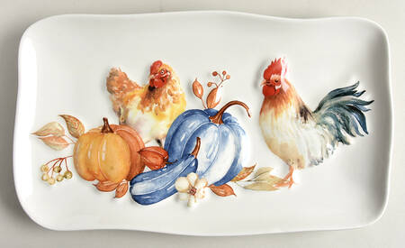 Blue Pumpkin Rooster 12" Rectangular Tray