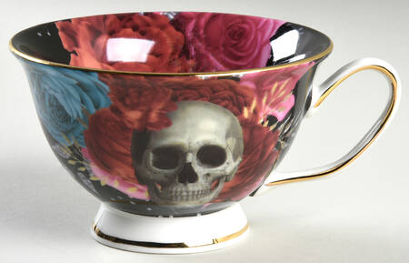 Black Rose Skull Footed Cup