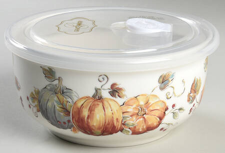 Pumpkin Trio 6" Storage Bowl Ceramic with Plastic Lid
