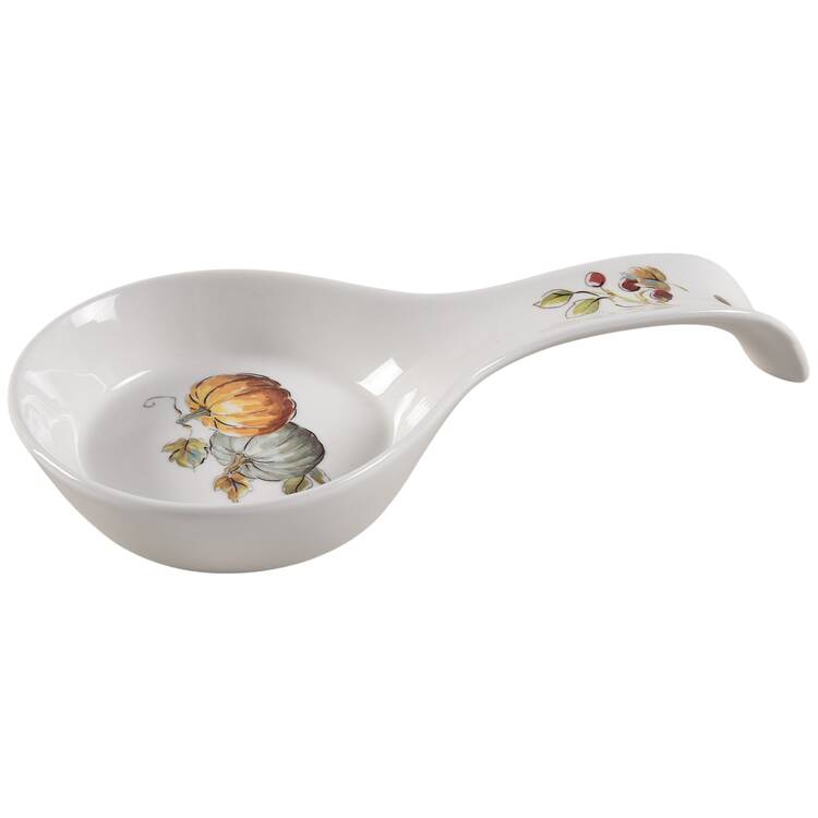 Pumpkin Trio Spoon Rest/Holder (Holds 1 Spoon) by Grace's Teaware