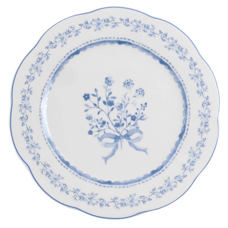 Blue Bow Floral Salad Plate