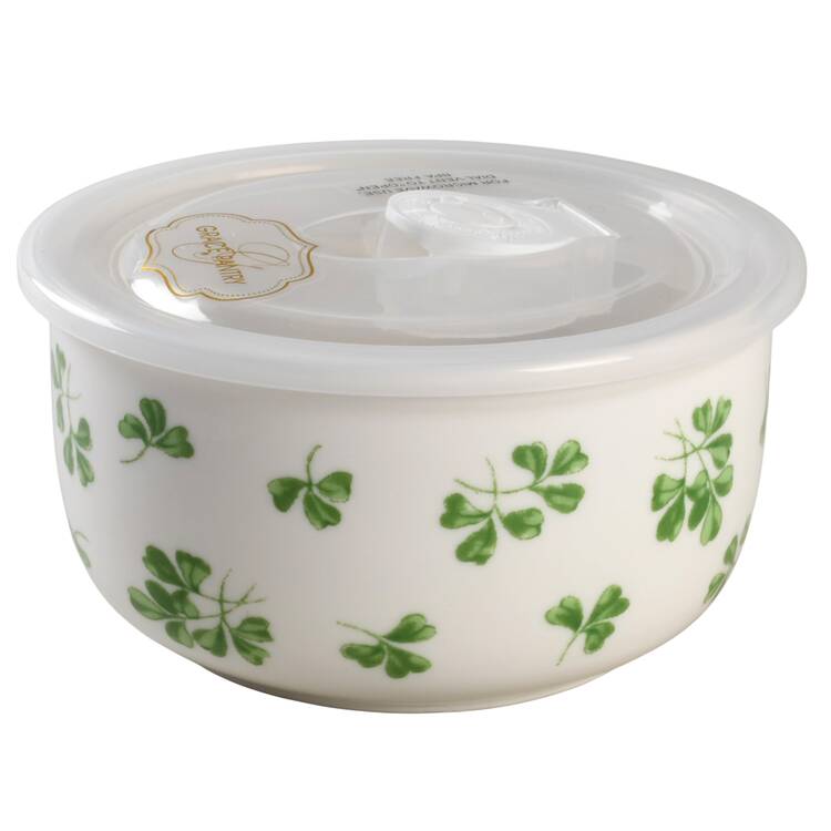 Shamrock 5" Storage Bowl Ceramic with Plastic Lid