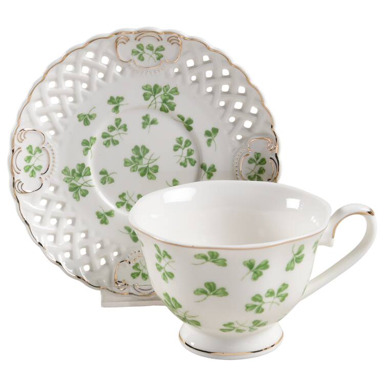 Shamrock Footed Cup & Saucer Set
