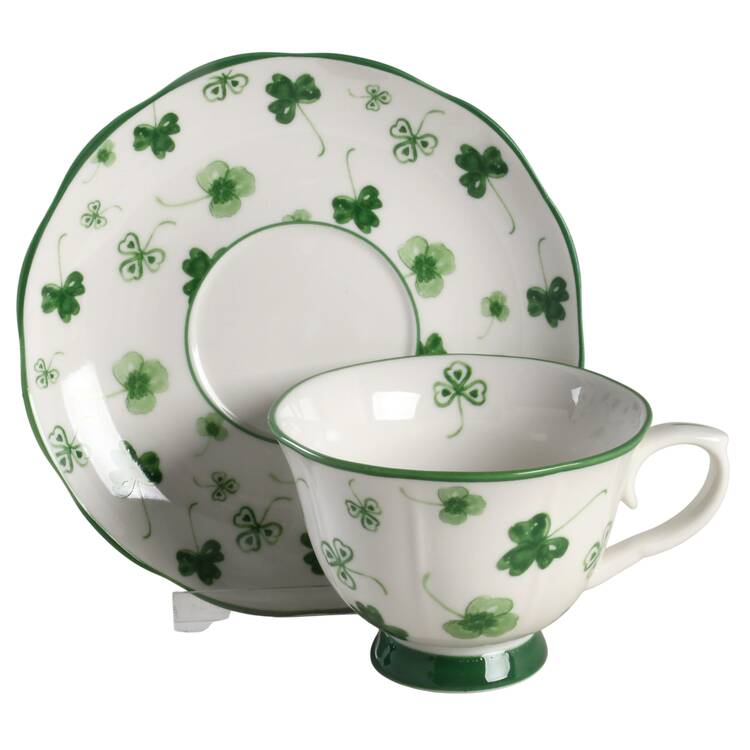 Clover Garden Footed Cup & Saucer Set