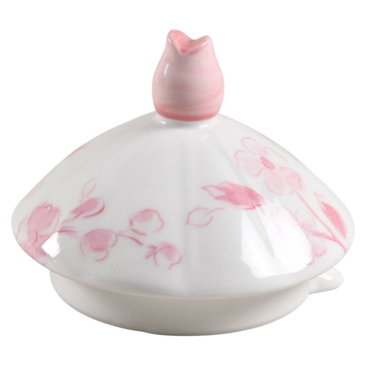 Pink Botanical Birds Lid for Teapot