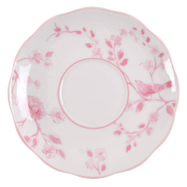 Pink Botanical Birds Saucer