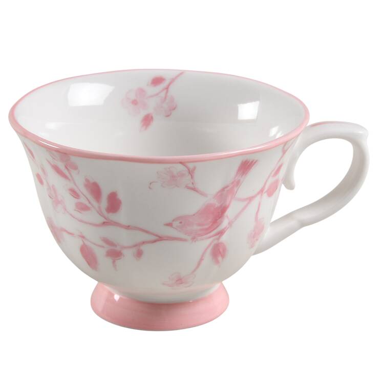 Pink Botanical Birds Footed Cup