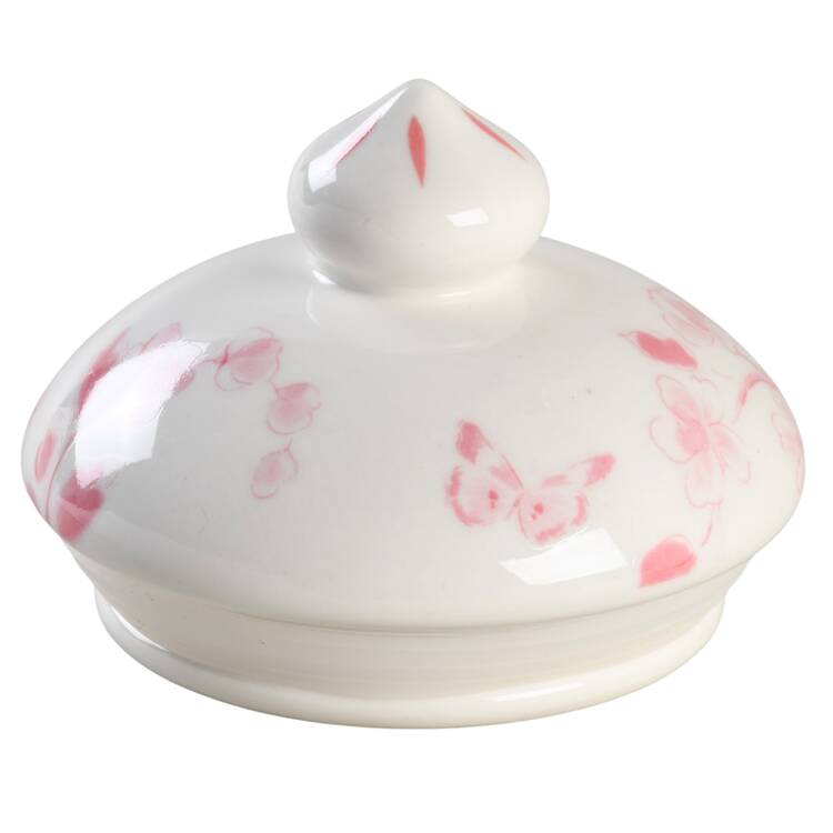 Pink Botanical Birds Lid for Small Canister