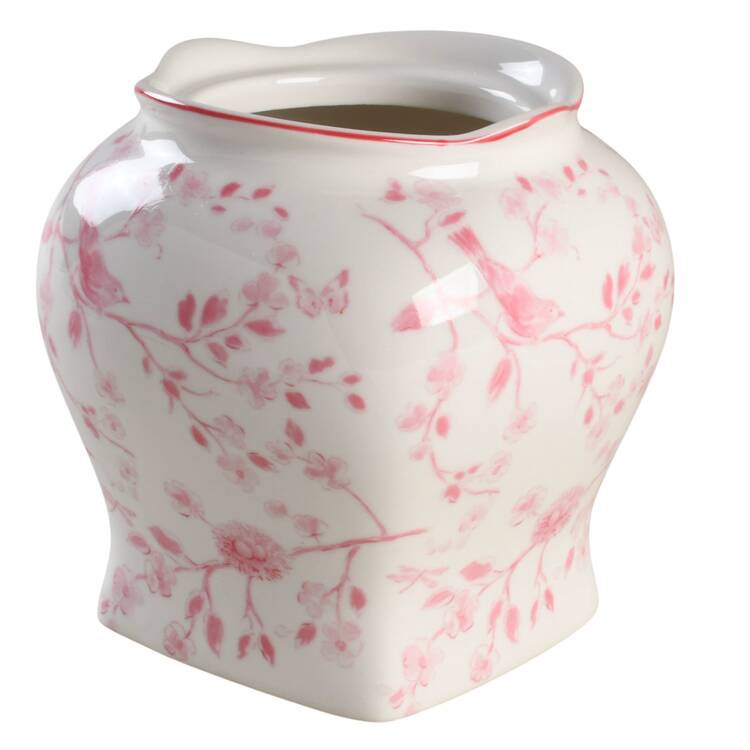 Pink Botanical Birds Small Canister No Lid