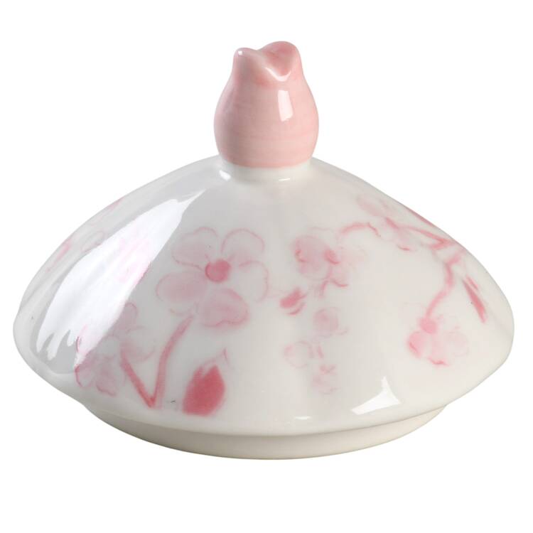 Pink Botanical Birds Lid for Sugar Bowl