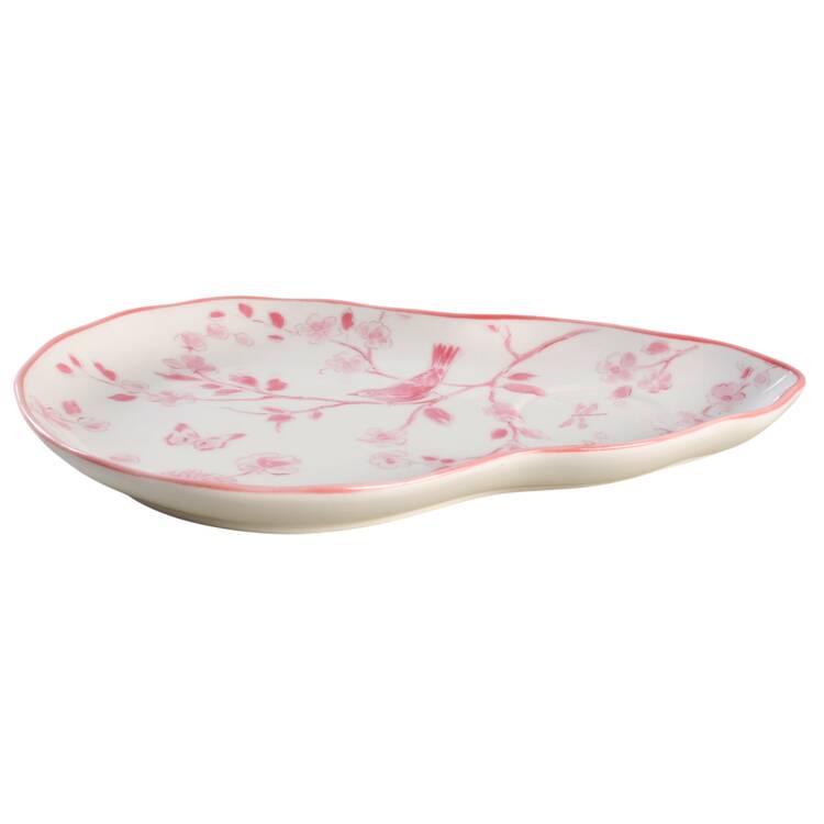 Pink Botanical Birds Snack Plate
