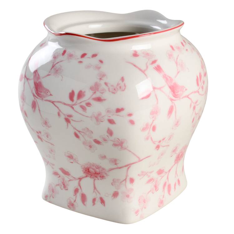 Pink Botanical Birds Large Canister No Lid