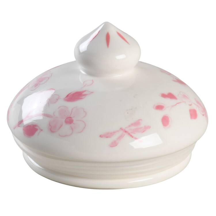 Pink Botanical Birds Lid for Large Canister
