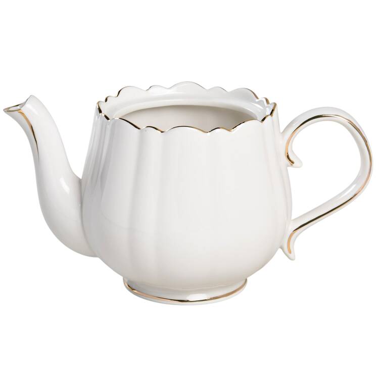 White Gold Vintage Teapot No Lid