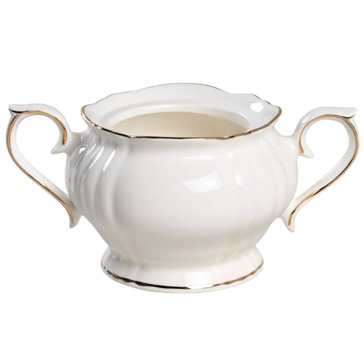White Gold Vintage Sugar Bowl No Lid