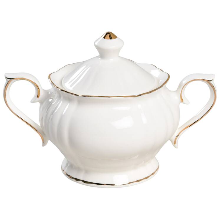 White Gold Vintage Sugar Bowl & Lid
