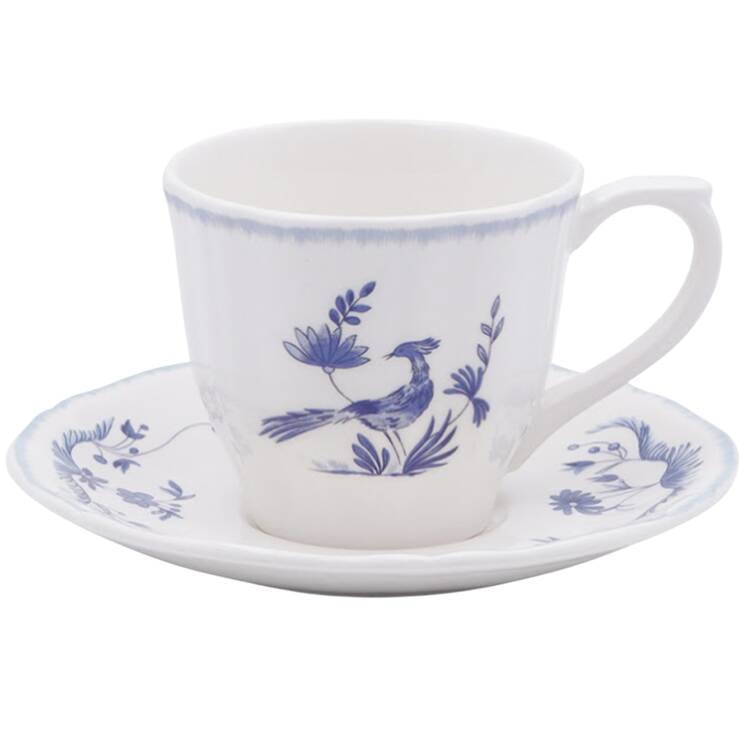 Paradis Bleu Flat Cup & Saucer Set