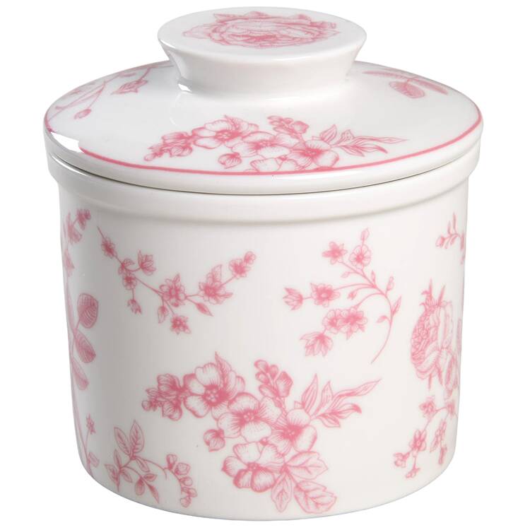 Rose Vine Pink Butter Crock & Lid