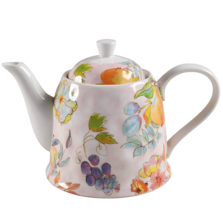 Watercolor Pink Blue Teapot & Lid