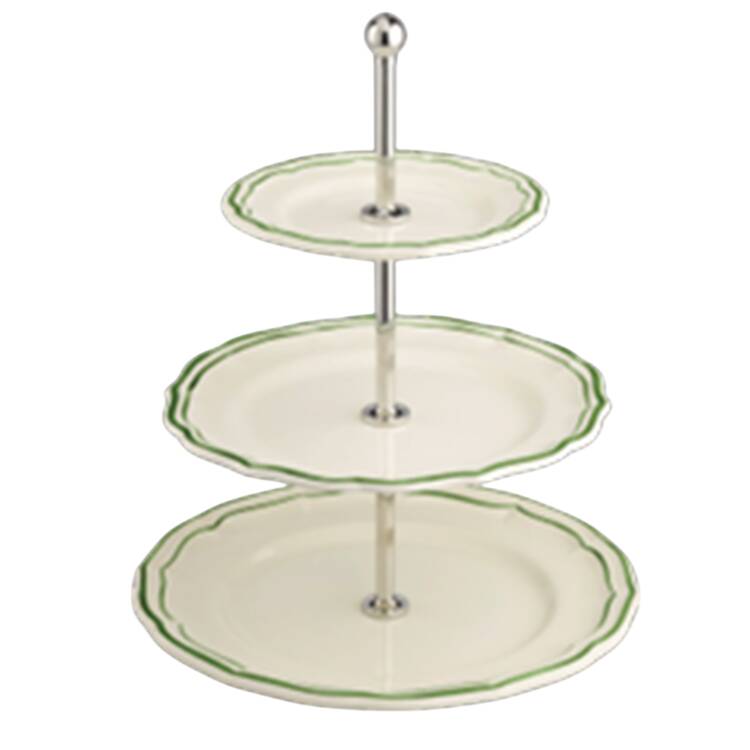 Filet Fougere (Fern Green) 3-Tiered Serving Tray (DP, SP, BB)