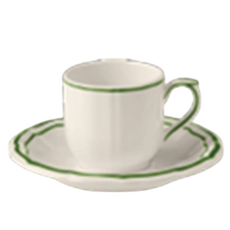 Filet Fougere (Fern Green) Flat Demitasse Cup & Saucer Set