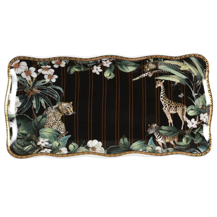 Tropical Black Animal Large Sandwich Tray