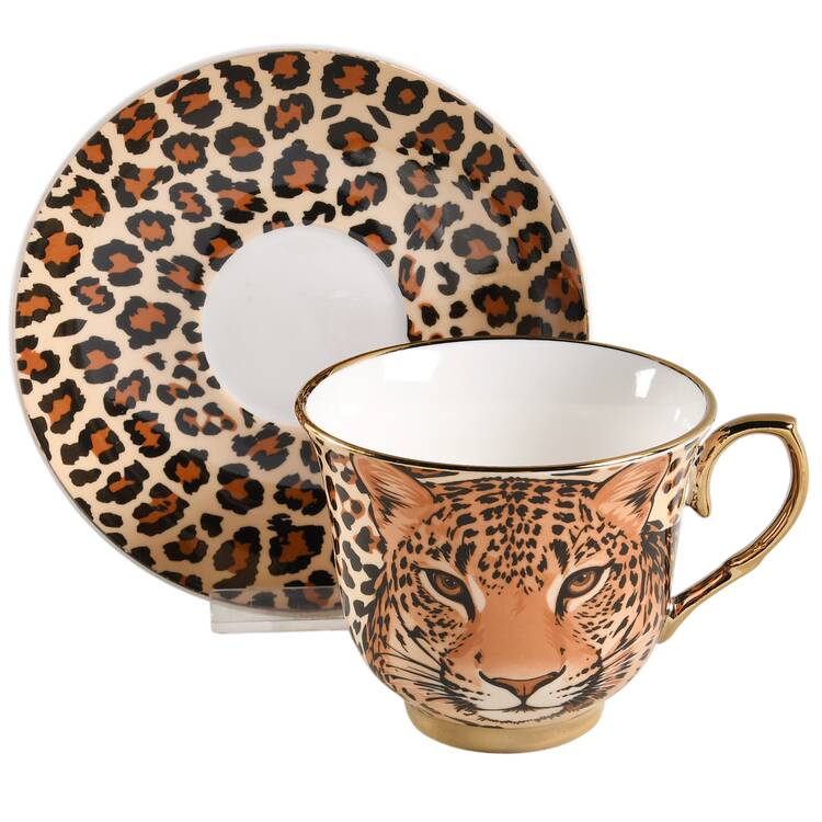 Tropical Black Animal Footed Cup & Saucer Set