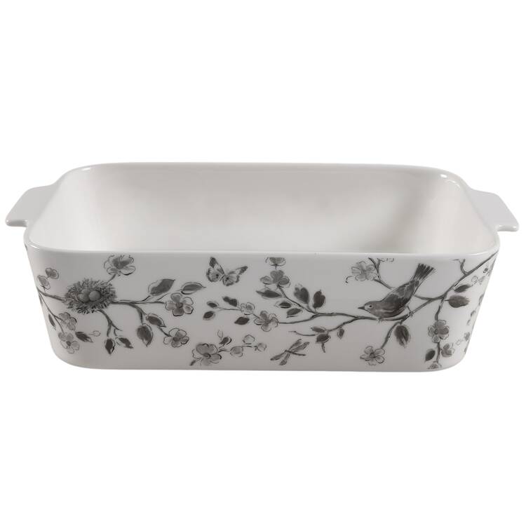 Botanical Birds Rectangular Baker No Lid