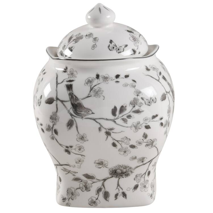 Botanical Birds Large Canister & Lid