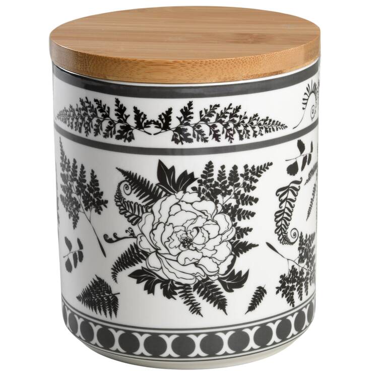 Black Dahlia Medium Canister & Wood Lid