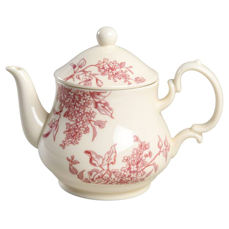 Red Hydrangea Teapot & Lid