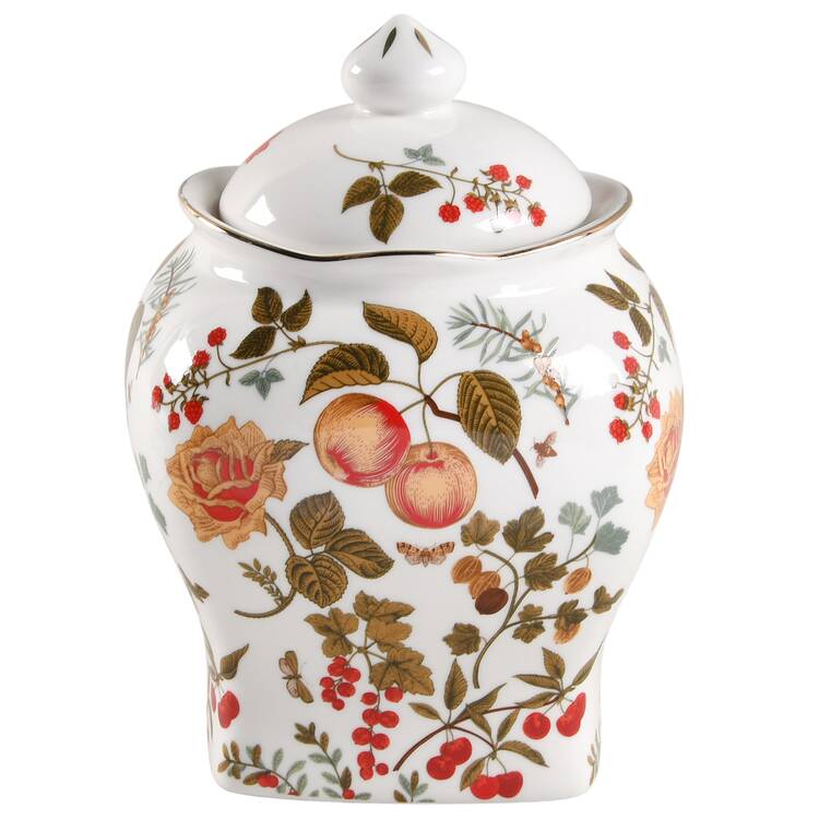 Fall Fruit Toile Small Canister & Lid