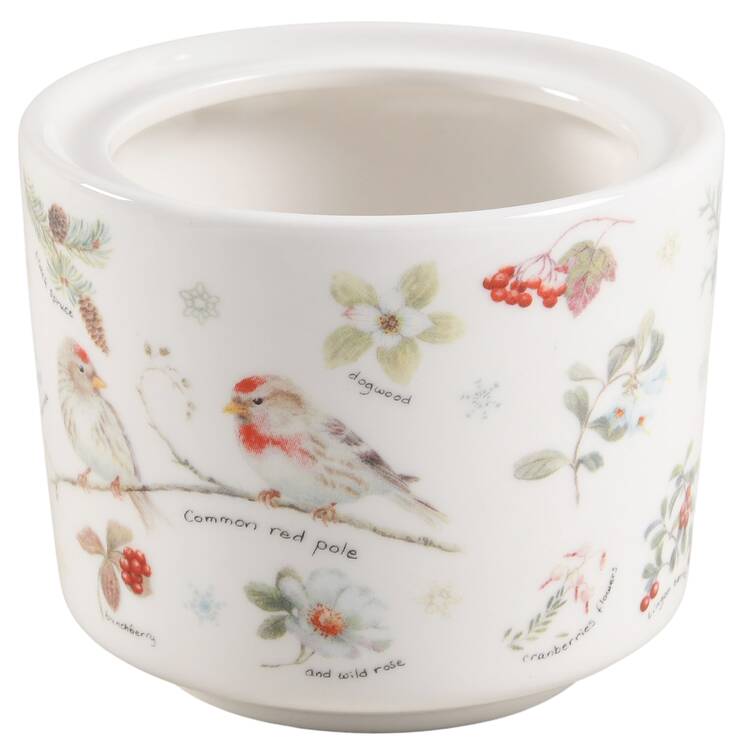 Winter Cardinal Sugar Bowl No Lid
