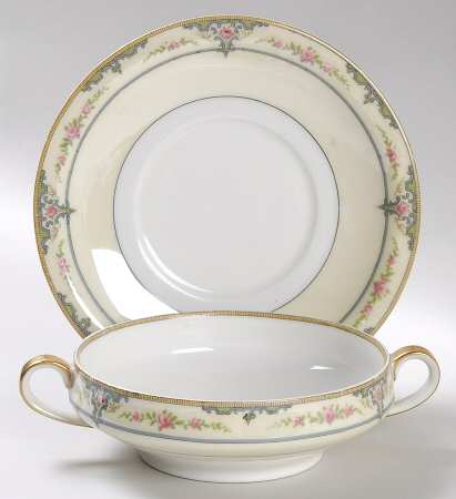 Amiens Footed Cream Soup Bowl & Saucer Set