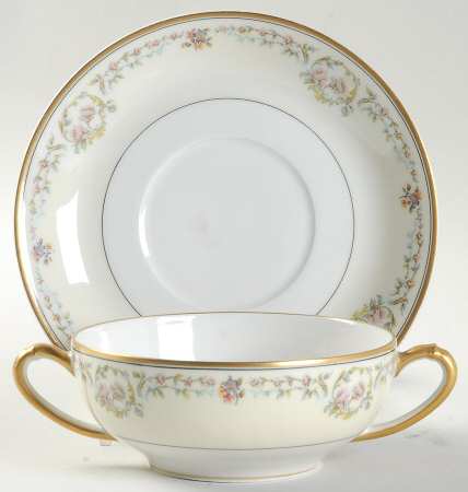 Antoinette Flat Cream Soup Bowl & Saucer Set