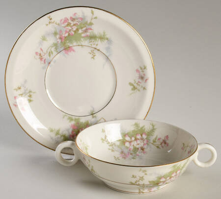 Apple Blossom (New York) Flat Cream Soup Bowl & Saucer Set