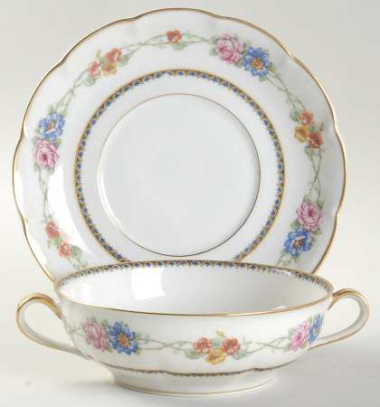 Aquitania Flat Cream Soup Bowl & Saucer Set