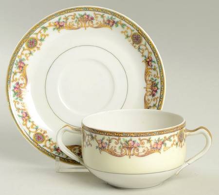 Arcadia (H and Co, No Birds) Flat Bouillon Cup & Saucer