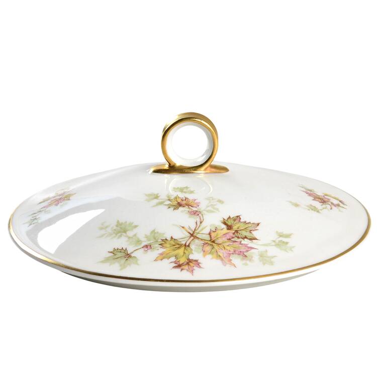 Autumn Leaf (Smooth, Gold Trim) Lid for Round Vegetable