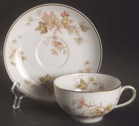 Autumn Leaf (Smooth, Gold Trim) Flat Cup & Saucer Set