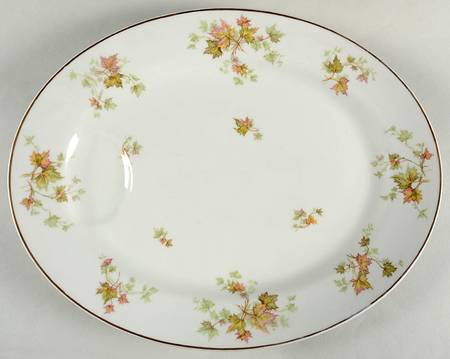 Autumn Leaf (Smooth, Gold Trim) 15" Oval Serving Platter