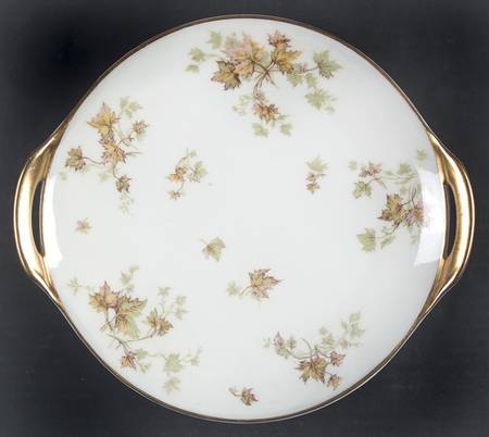 Autumn Leaf (Smooth, Gold Trim) Handled Cake Plate