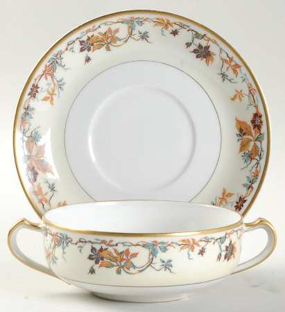 Autumn Flat Cream Soup Bowl & Saucer Set
