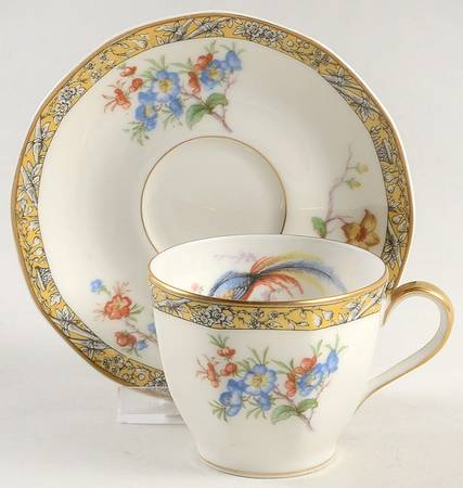 Bamboo (Bird In Center) Flat Demitasse Cup & Saucer Set
