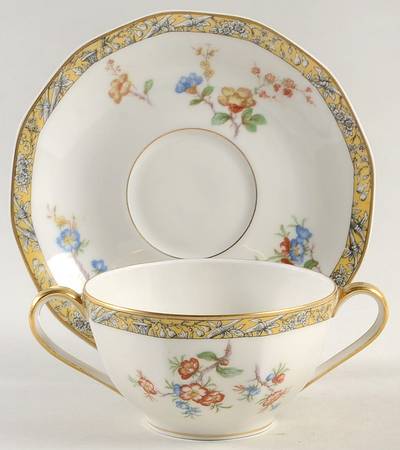 Bamboo (Bird In Center) Flat Bouillon Cup & Saucer