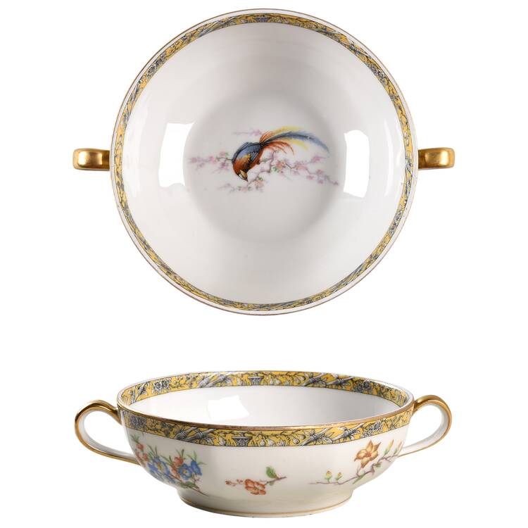 Bamboo (Bird In Center) Flat Cream Soup Bowl
