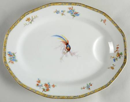Bamboo (Bird In Center) 16" Oval Serving Platter
