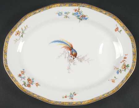 Bamboo (Bird In Center) 13" Oval Serving Platter
