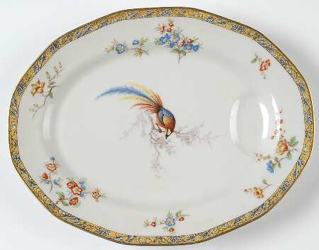 Bamboo (Bird In Center) 11" Oval Serving Platter